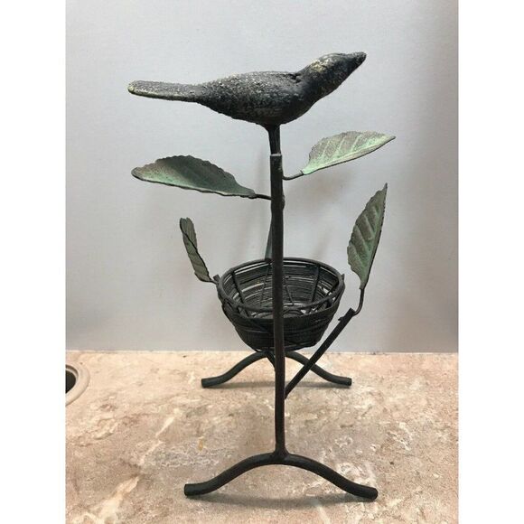 Little BIRD on BRANCH with NEST metal Candle Votiv - Picture 3 of 5